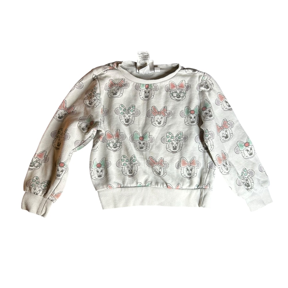 Disney Minnie Mouse Sweatshirt - White with Pink and Green Accents